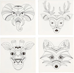 Canvas met print, afm 20x20 cm, diepte 1,5 cm, 4 stuks, wit