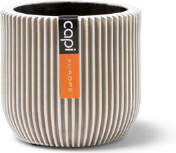 Capi Europe - Bloempot bol Groove Anthracite & Ivory - 8x6 - Ivoor - Opening Ø5.6 - Bloempot voor binnen - 5 jaar garantie - BGVI131