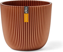 Capi Europe - Bloempot bol Groove 'made with' metallic koper - 17x15 - Metallic koper - Bloempot voor binnen en buiten - Capi ‘Made with’ - Gemaakt van gerecycled materiaal - Levenslang garantie - IGMC533