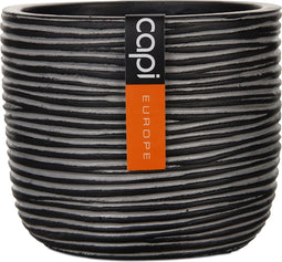 Capi Europe - Bloempot bol Rib Anthracite & Ivory - 8x6 - Antraciet - Opening Ø5.6 - Bloempot voor binnen - 5 jaar garantie - BOFZ131