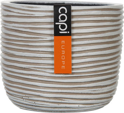Capi Europe - Bloempot bol Rib Anthracite & Ivory - 8x6 - Ivoor - Opening Ø5.6 - Bloempot voor binnen - 5 jaar garantie - BOFI131