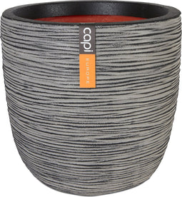 Capi Europe - Bloempot bol Rib NL - 35x34 - Antraciet - Opening Ø29 - Bloempot voor binnen en buiten - Levenslang garantie - Breukbestendig - 100% Recyclebaar - CO2 Neutraal geproduceerd - KOFZ932