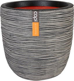 Capi Europe - Bloempot bol Rib NL - 43x41 - Antraciet - Opening Ø35 - Bloempot voor binnen en buiten - Levenslang garantie - Breukbestendig - 100% Recyclebaar - CO2 Neutraal geproduceerd - KOFZ933