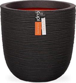 Capi Europe - Bloempot bol Rib NL - 55x53 - Zwart - Opening Ø46 - Bloempot voor binnen en buiten - Levenslang garantie - Breukbestendig - 100% Recyclebaar - CO2 Neutraal geproduceerd - KBLR935