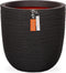 Capi Europe - Bloempot bol Rib NL - 55x53 - Zwart - Opening Ø46 - Bloempot voor binnen en buiten - Levenslang garantie - Breukbestendig - 100% Recyclebaar - CO2 Neutraal geproduceerd - KBLR935
