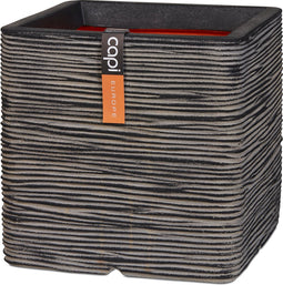 Capi Europe - Bloempot vierkant Rib NL - 30x30 - Antraciet - Opening Ø24 - Bloempot voor binnen en buiten - Levenslang garantie - Breukbestendig - 100% Recyclebaar - CO2 Neutraal geproduceerd - KOFZ902