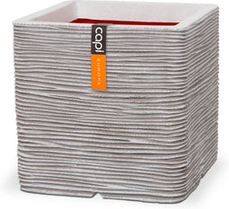 Capi Europe - Bloempot vierkant Rib NL - 40x40 - Ivoor - Opening Ø32 - Bloempot voor binnen en buiten - Levenslang garantie - Breukbestendig - 100% Recyclebaar - CO2 Neutraal geproduceerd - KOFI903