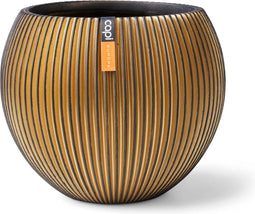 Capi Europe - Vaas bol Groove Black & Gold - 12x10 - Goud - Opening Ø8.5 - Bloempot voor binnen - 5 jaar garantie - BGVGB109