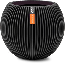 Capi Europe - Vaas bol Groove Black & Gold - 12x10 - Zwart - Opening Ø8.5 - Bloempot voor binnen - 5 jaar garantie - BGVBL109