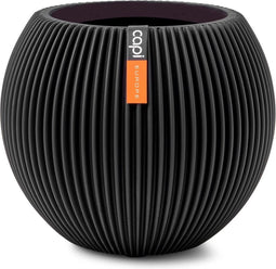Capi Europe - Vaas bol Groove Black & Gold - 22x18 - Zwart - Opening Ø15.7 - Bloempot voor binnen - 5 jaar garantie - BGVBL103