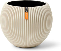 Capi Europe - Vaas bol Groove Colours - 12x10 - Beige - Opening Ø8.5 - Bloempot voor binnen - 5 jaar garantie - BGVBG109