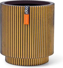 Capi Europe - Vaas cilinder Groove Black & Gold - 11x12 - Goud - Opening Ø9.6 - Bloempot voor binnen - 5 jaar garantie - BGVGB312