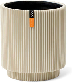 Capi Europe - Vaas cilinder Groove Colours - 8x9 - Beige - Opening Ø6.5 - Bloempot voor binnen - 5 jaar garantie - BGVBG311