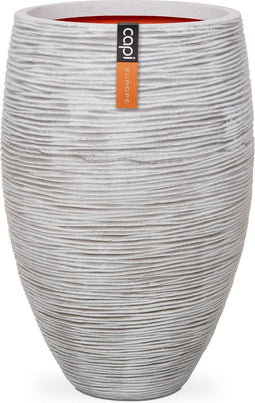 Capi Europe - Vaas elegant deluxe Rib NL - 38x58 - Ivoor - Opening Ø27 - Bloempot voor binnen en buiten - Levenslang garantie - Breukbestendig - 100% Recyclebaar - CO2 Neutraal geproduceerd - KOFI1131