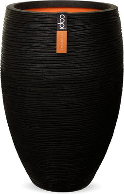 Capi Europe - Vaas elegant deluxe Rib NL - 51x72 - Zwart - Opening Ø31 - Bloempot voor binnen en buiten - Levenslang garantie - Breukbestendig - 100% Recyclebaar - CO2 Neutraal geproduceerd - KBLR1138