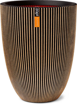 Capi Europe - Vaas elegant laag Groove NL - 34x46 - Goud - Opening Ø27 - Bloempot voor binnen en buiten - Levenslang garantie - Breukbestendig - 100% Recyclebaar - CO2 Neutraal geproduceerd - KGVGB782