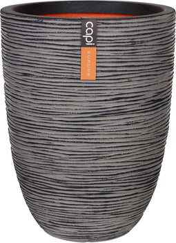 Capi Europe - Vaas elegant laag Rib NL - 46x58 - Antraciet - Opening Ø38 - Bloempot voor binnen en buiten - Levenslang garantie - Breukbestendig - 100% Recyclebaar - CO2 Neutraal geproduceerd - KOFZ783