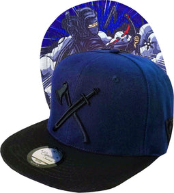 Capiche® Snapback Pet Heren – Ninja – Donkerblauw & Zwart – Verstelbaar met Druksluiting – Sportcap – Baseball Cap – Mannen Cap – Warrior Pet