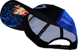Capiche® Trucker Pet Heren – Hidden Lady – Zwart & Blauwe Mesh – Verstelbaar met Druksluiting – Sportcap – Mannen Petten