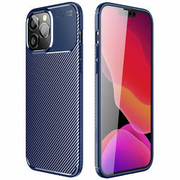 Carbon Softcase Backcover voor de iPhone 14 Pro - Blauw