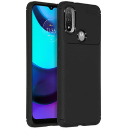 Carbon Softcase Backcover voor de Motorola E20 / E30 / E40 - Zwart