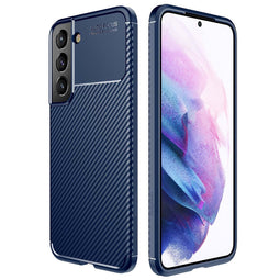 Carbon Softcase Backcover voor de Samsung Galaxy S22 Plus - Blauw