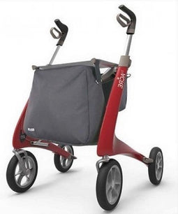 Carbon Ultralight Rollator Rood - Brede maat inclusief tas