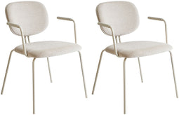 CARILLE - Eetkamerstoel set van 2 - Beige - Chenille