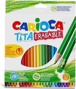 Carioca kleurpotlood met gum Tita, 24 stuks in een kartonnen etui