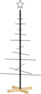 vidaXL - Kerstdecoratie - kerstboom - met - houten - basis - 120 - cm - metaal - zwart