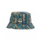 Carlo Colucci Bucket Hat Black-Petrol with Allover Print - S/M (56-58cm)