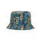 Carlo Colucci Bucket Hat Black-Petrol with Allover Print - S/M (56-58cm)