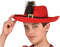 Carnaval verkleed hoed Musketier - rood - middeleeuwen - voor kinderen