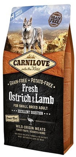 Carnilove Grain Free Fresh Ostrich & Lamb Adult Small Breed 6 kg - Hond
