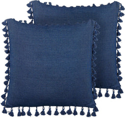 CARPINUS - Sierkussen set van 2 - Blauw - 45 x 45 cm - Linnen