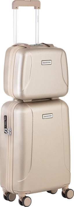 CarryOn Skyhopper Handbagage en Beautycase - 55cm TSA Trolley en Make-up koffer - Champagne