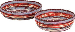 Casa Vivante Gestreepte Schaal - 2 stuks - Karton - Multikleur - 35x35x12 cm