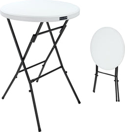 Casaria Bistro/Tuintafel Rond Ø 72 cm – 110cm Hoog/Inklapbaar – Wit