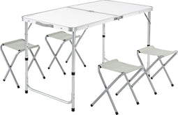Casaria Campingbank 5 stuks wit aluminium opvouwbaar