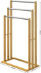 Casaria Handdoekhouder - staand - 3 stangen - bamboe - RVS, 46x24x84cm, bruin