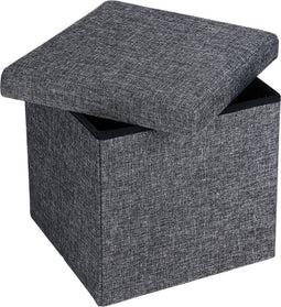 Casaria Poef met Opbergruimte - 40x40x40cm 40L Linnen – Donkergrijs