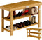 Casaria Schoenenrek - Zitbank 3 Schappen 90x33x46cm – Acaciahout
