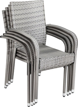 Casaria Tuinstoelen Set van 4 – Stapelbaar 90x56x60cm – Grijs
