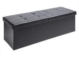 Casaria Zitbank met Opbergruimte - 115x40x40cm 131L Kunstleer – Zwart