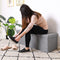 Casaria Zitbank met Opbergruimte - 115x40x40cm 131L Linnen Look – Donkergrijs