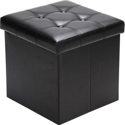Casaria Zitbank met Opbergruimte - 40x40x40cm 40L Kunstleer – Zwart