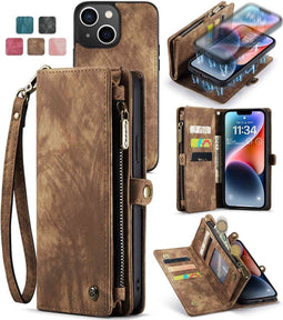 Caseme Geschikt voor iPhone 13 Mini hoesje - Vintage 2 in 1 portemonnee - Bruin