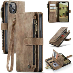 Caseme - Geschikt voor iPhone 14+ / 14 Plus - Portemonnee hoes - Bruin