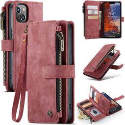 Caseme - Geschikt voor iPhone 14+ / 14 Plus - Portemonnee hoes - Rood