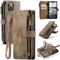 Caseme - Geschikt voor iPhone 14 - Portemonnee hoes - Bruin